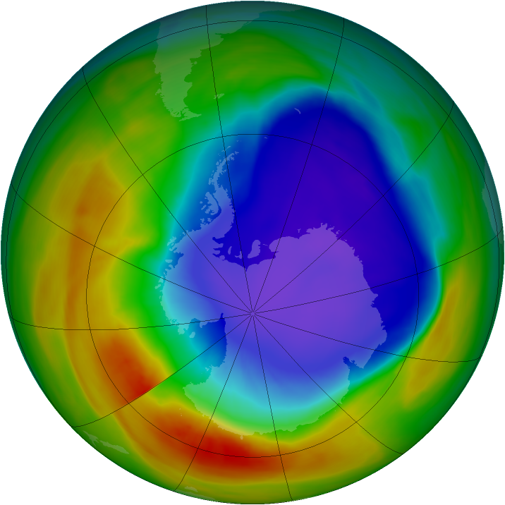 Antarctic ozone map for 14 October 2005